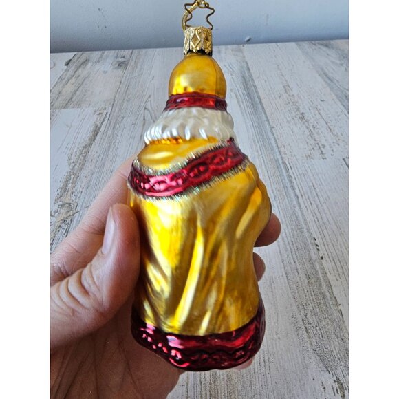 Inge glas vintage Santa‎ glass gold ornament Germany apples staff tree - Picture 5 of 8